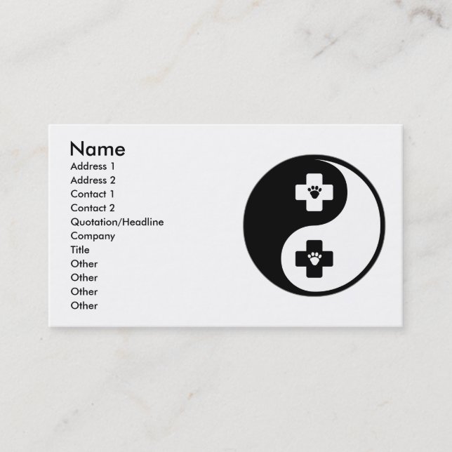 Carte De Visite Médecine vétérinaire de Yin Yang (Devant)