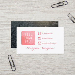 Carte De Visite Médias roses de Social de logo et de photo