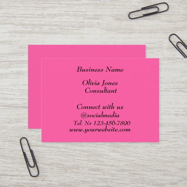 Carte De Visite Médias sociaux Neon moderne Neon rose tendance (Devant/Arrière en situation)