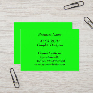 Carte De Visite Médias sociaux Neon moderne vert fluorescent tenda