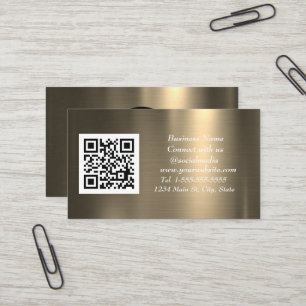 Carte De Visite Médias sociaux QR Code cuivre or métal