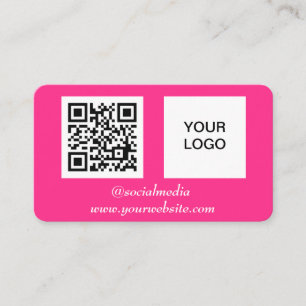 Carte De Visite Médias sociaux QR Code Hot Pink Professionnel Mode