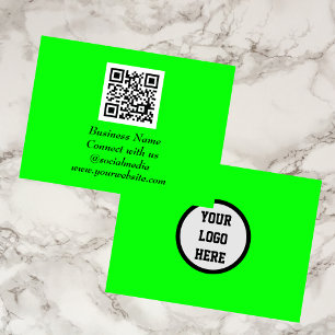 Carte De Visite Médias sociaux QR Code scanner Fluorescent Vert