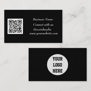 Carte De Visite Médias sociaux QR Code scanner noir professionnel