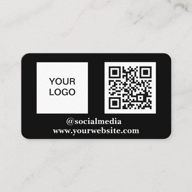 Carte De Visite Médias sociaux QR Code scanner noir professionnel (Devant)