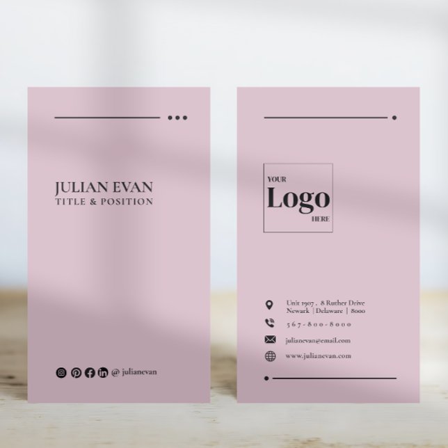 Carte De Visite Médias sociaux rose moderne LinkedIn (Créateur téléchargé)