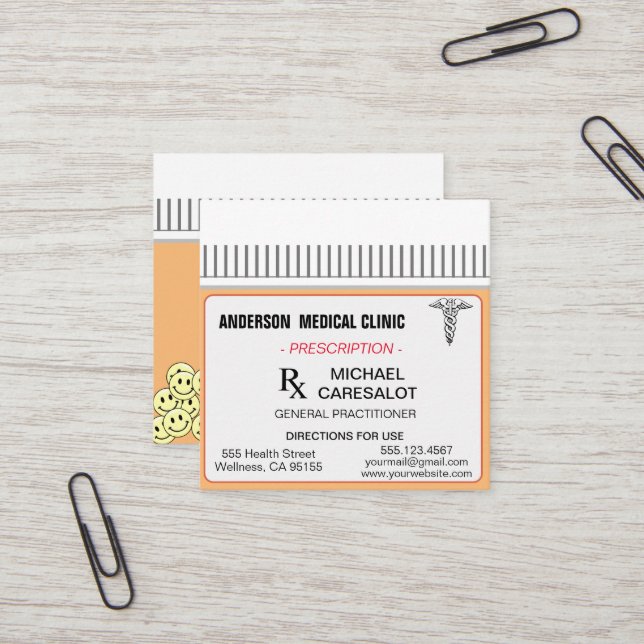 Carte de visite Médicale pour ordonnance mémorable (Devant/Arrière en situation)