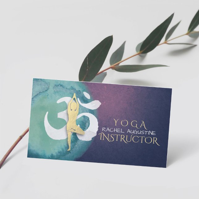 Carte De Visite Méditation de l'instructeur de yoga Pose OM Symbol (Créateur téléchargé)