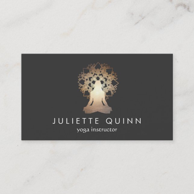 Carte De Visite Méditation de l'instructeur de Yoga Pose Or Lotus  (Devant)