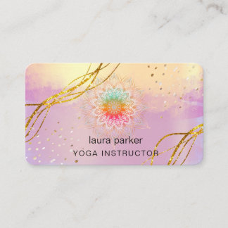 Carte De Visite Méditation de Mandala Boho violet Yoga holistique