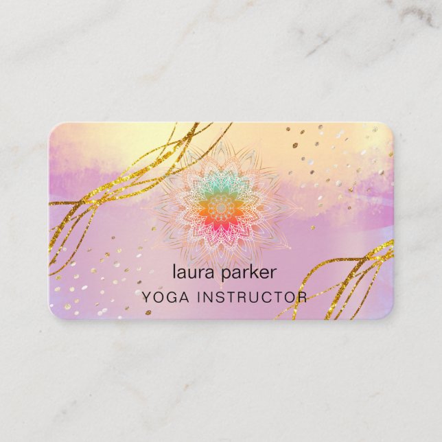 Carte De Visite Méditation de Mandala Boho violet Yoga holistique (Devant)