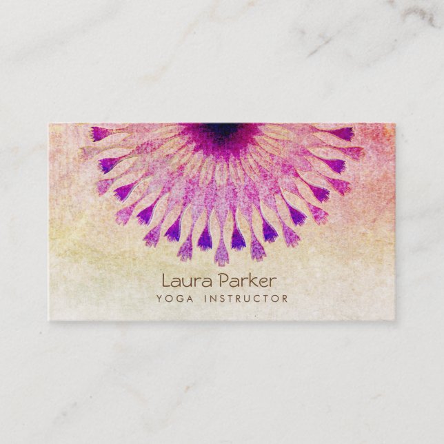 Carte De Visite Méditation d'instructeur de yoga de fleur de Lotus (Devant)