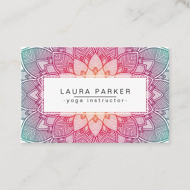 Carte De Visite Méditation d'instructeur de yoga de mandala de (Devant)