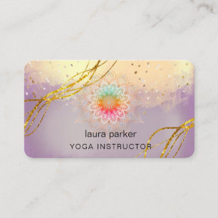 Carte De Visite Méditation d'or Mandala violet Élégant holistique
