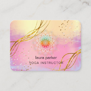 Carte De Visite Méditation d'or Mandala violet Yoga holistique