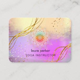Carte De Visite Méditation d'or Mandala violet Yoga holistique