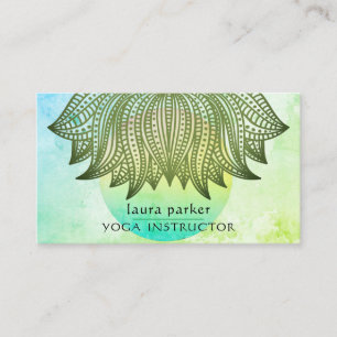 Carte De Visite Méditation du formateur de Yoga Lotus Mandala Turq