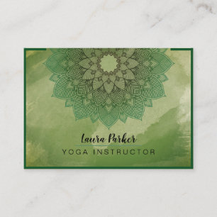 Carte De Visite Méditation du Mandala Lotus vert Yoga holistique