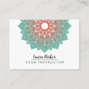 Carte De Visite Méditation du Mandala Lotus vert Yoga holistique
