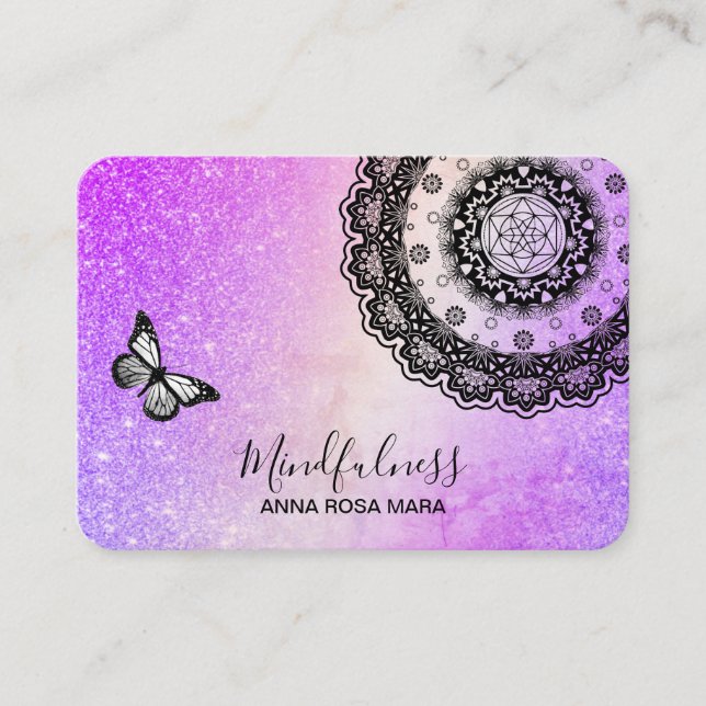 Carte De Visite *~* Méditation Mandala Butterfly Yoga Reiki (Devant)