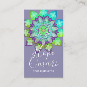 Carte De Visite Méditation  Mandala de fleurs en violet