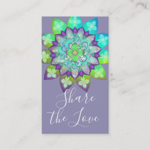 Carte De Visite Méditation Mandala de fleurs en violet Référence