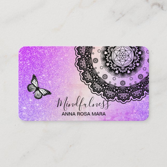 Carte De Visite *~* Méditation Mandala Reiki Butterfly Yoga (Devant)