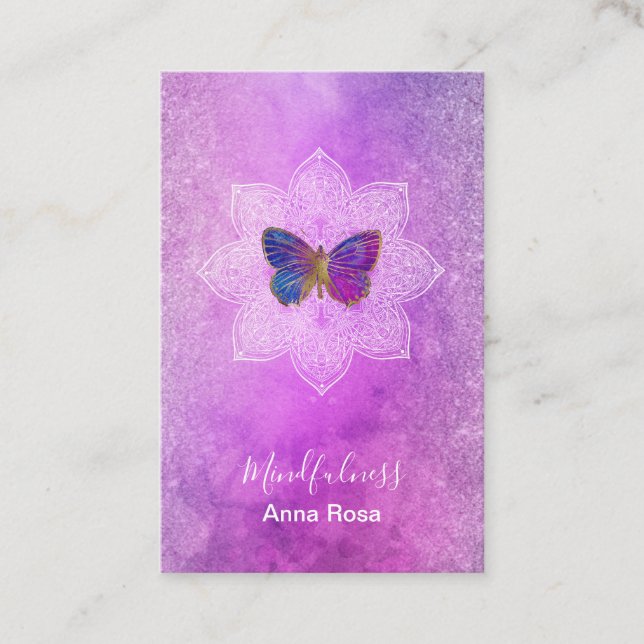 Carte De Visite *~* Méditation Minceur Mandala Butterfly Reiki (Devant)
