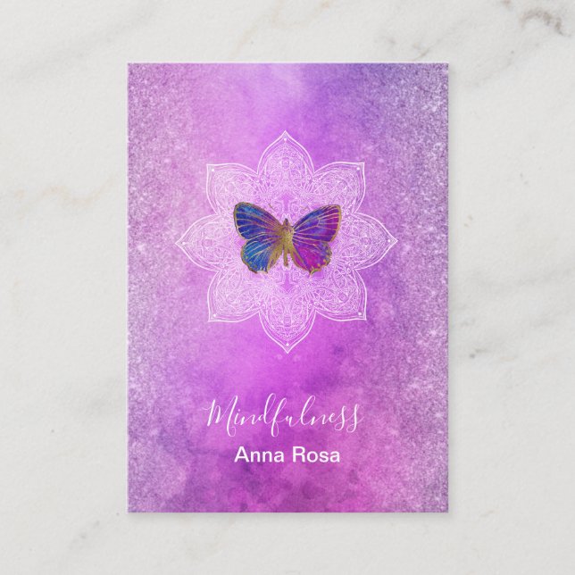 Carte De Visite *~* Méditation Minceur Mandala Butterfly Yoga (Devant)