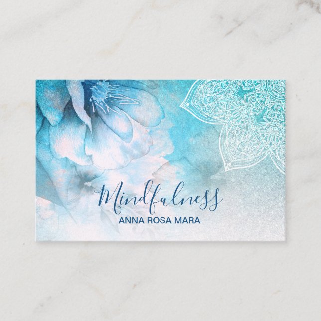 Carte De Visite *~* Méditation Reiki Yoga Parties scintillant flor (Devant)