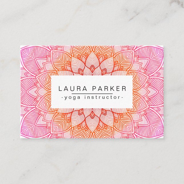 Carte De Visite Méditation rose de yoga de mandala de Lotus (Devant)