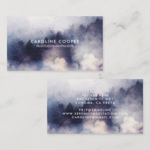Carte De Visite Méditation serene Instructeur Mist Trees Aquarelle