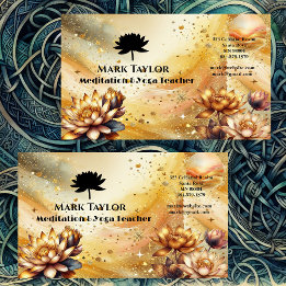 Carte De Visite Méditation Spirituel Yoga Enseignant Gold Lotus Lo
