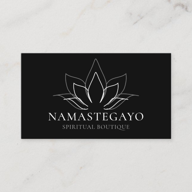 Carte De Visite Méditation spirituelle du Yoga noir Lotus (Devant)