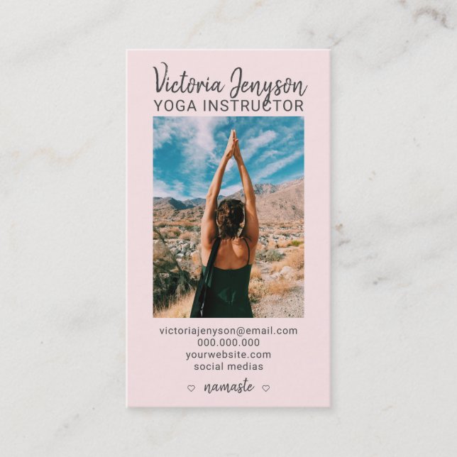 Carte De Visite Méditation spirituelle moderne photo yoga blush (Devant)