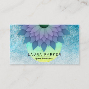 Carte De Visite Méditation Turquoise Bleue Yoga Fleur de Lotus