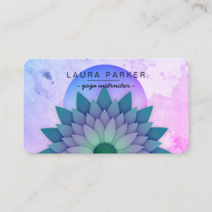 Carte De Visite Méditation Turquoise violet Yoga Fleur Lotus holis
