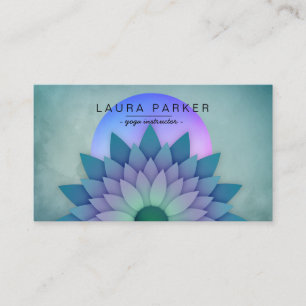 Carte De Visite Méditation Turquoise violet Yoga Fleur Lotus holis