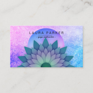 Carte De Visite Méditation Turquoise violette Yoga à fleurs de lot