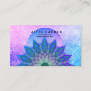 Carte De Visite Méditation Turquoise violette Yoga à fleurs de lot