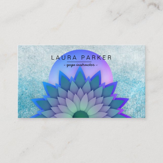 Carte De Visite Méditation Turquoise violette Yoga à fleurs de lot (Devant)