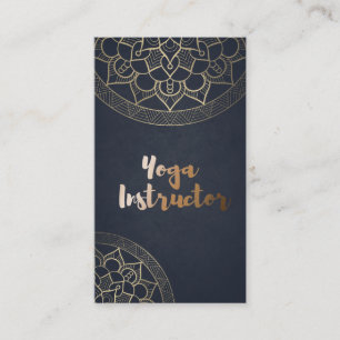 Carte De Visite Méditation Yoga Instructeur Chic Black Gold Mandal