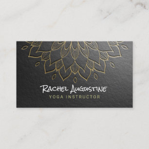 Carte De Visite Méditation YOGA Instructeur Chic Black Gold Mandal