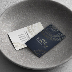 Carte De Visite Méditation Yoga Instructeur Chic Black Gold Mandal