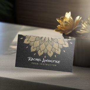 Carte De Visite Méditation YOGA Instructeur Chic Black Gold Mandal