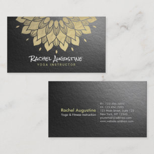 Carte De Visite Méditation YOGA Instructeur Chic Black Gold Mandal