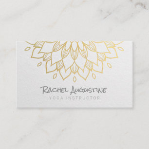 Carte De Visite Méditation YOGA Instructeur Chic White Gold Mandal