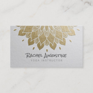 Carte De Visite Méditation YOGA Instructeur Chic White Gold Mandal