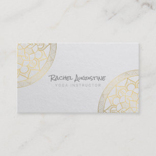 Carte De Visite Méditation Yoga Instructeur Chic White Gold Mandal