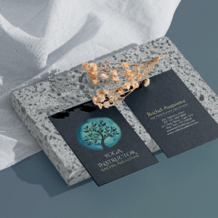 Carte De Visite Méditation Yoga Instructeur Elégant Arbre Turquois